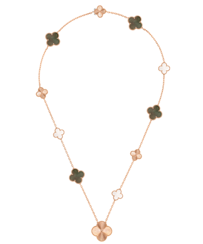 [⭐Seralia]DETACHABLE CLOVER 15(11+4) FLOWER SILVER NECKLACE SET