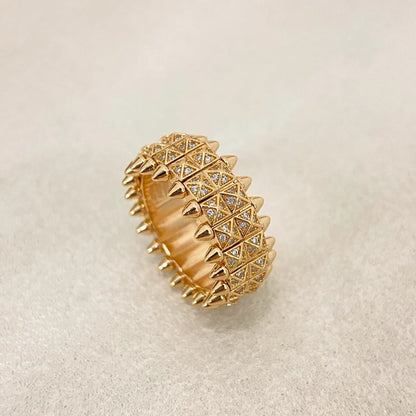 [⭐Seralia]CLASH DOUBLE-ROW RIVET RING WITH DIAMOND SETTING