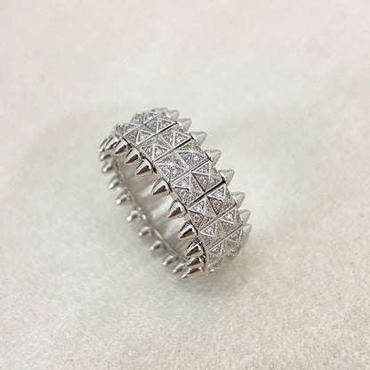 [⭐Seralia]CLASH DOUBLE-ROW RIVET RING WITH DIAMOND SETTING