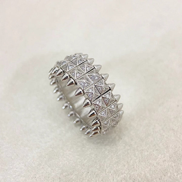 [⭐Seralia]CLASH DOUBLE-ROW RIVET RING WITH DIAMOND SETTING