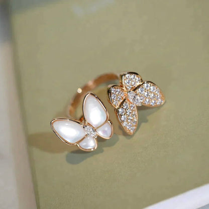 [⭐Seralia]TWIN BUTTERFLY DIAMOND MOP RING