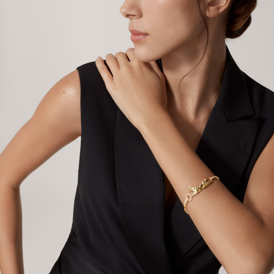 [⭐Seralia]PANTHERE HALF DIAMOND ON CHAIN BRACELET