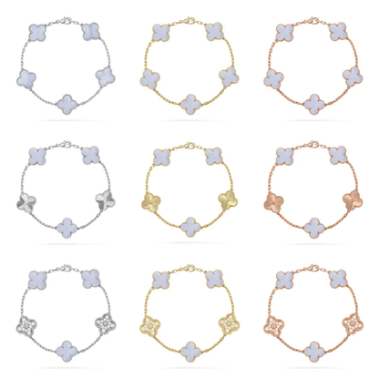[⭐Seralia] CLOVER 5 MOTIF PURPLE CHALCEDONY BRACELET COLLECTION