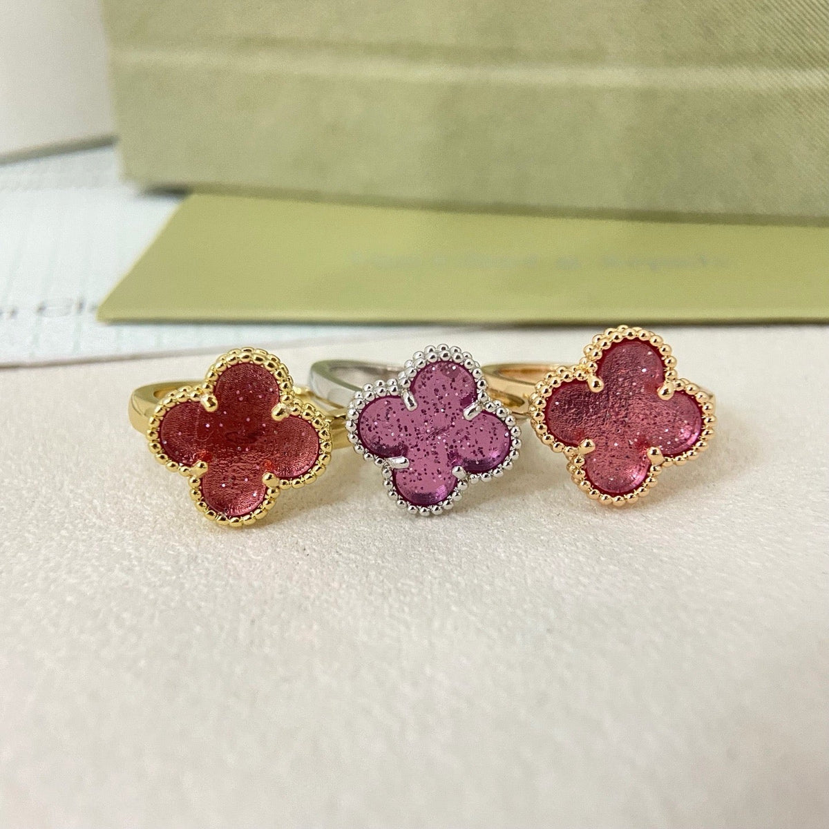 [⭐Seralia]NEW ROSE QUARTZ FOUR-LEAF CLOVER RING