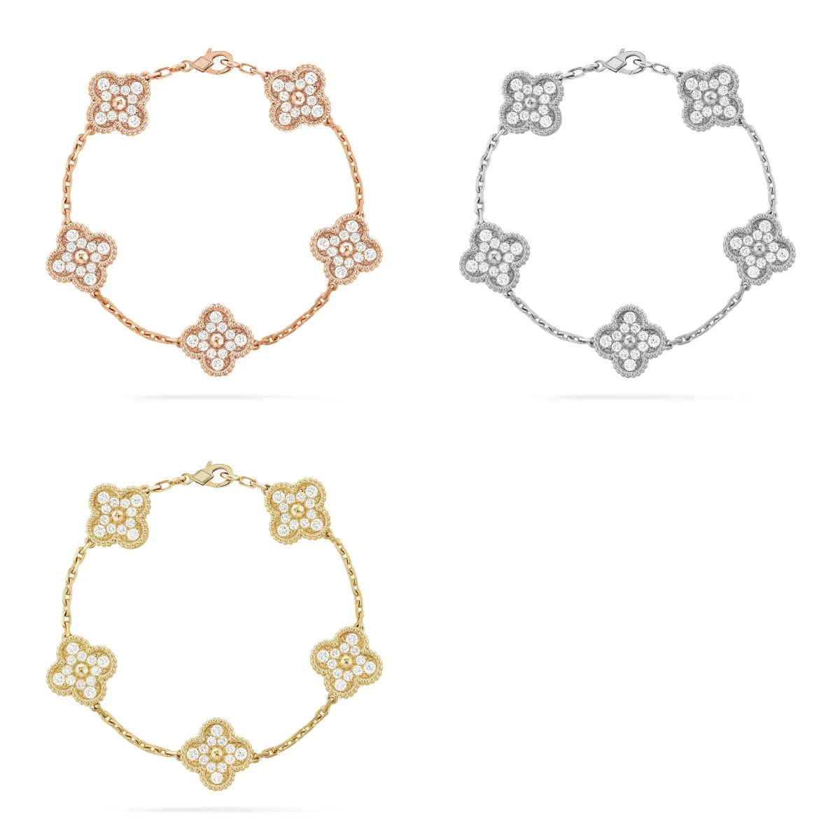 [⭐Seralia] CLOVER 5 MOTIF FULL DIAMOND BRACELET COLLECTION