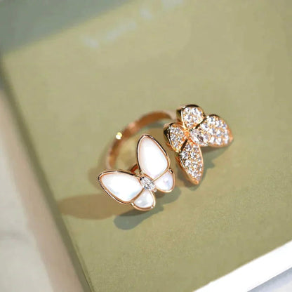 [⭐Seralia]TWIN BUTTERFLY DIAMOND MOP RING
