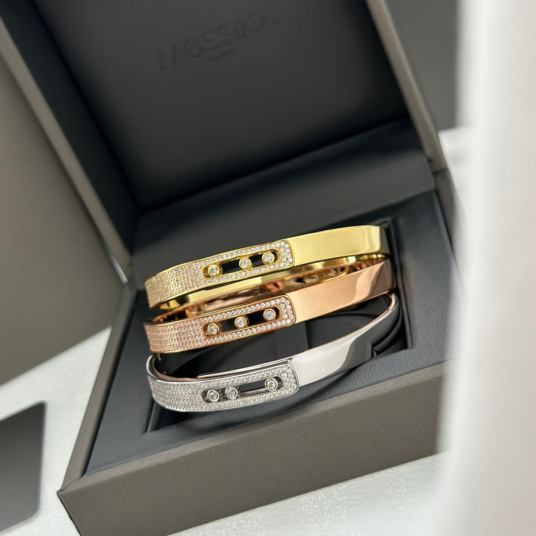 [⭐Seralia]Move Noa Rose Gold Pavé Diamond Bangle Bracelet
