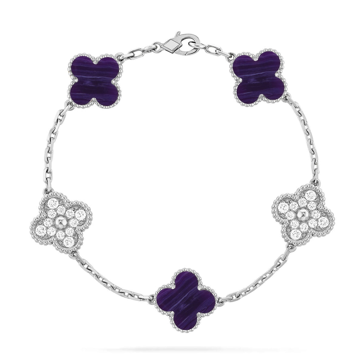 [⭐Seralia]CLOVER 5 MOTIF PURPLE STRIPES BRACELET COLLECTION