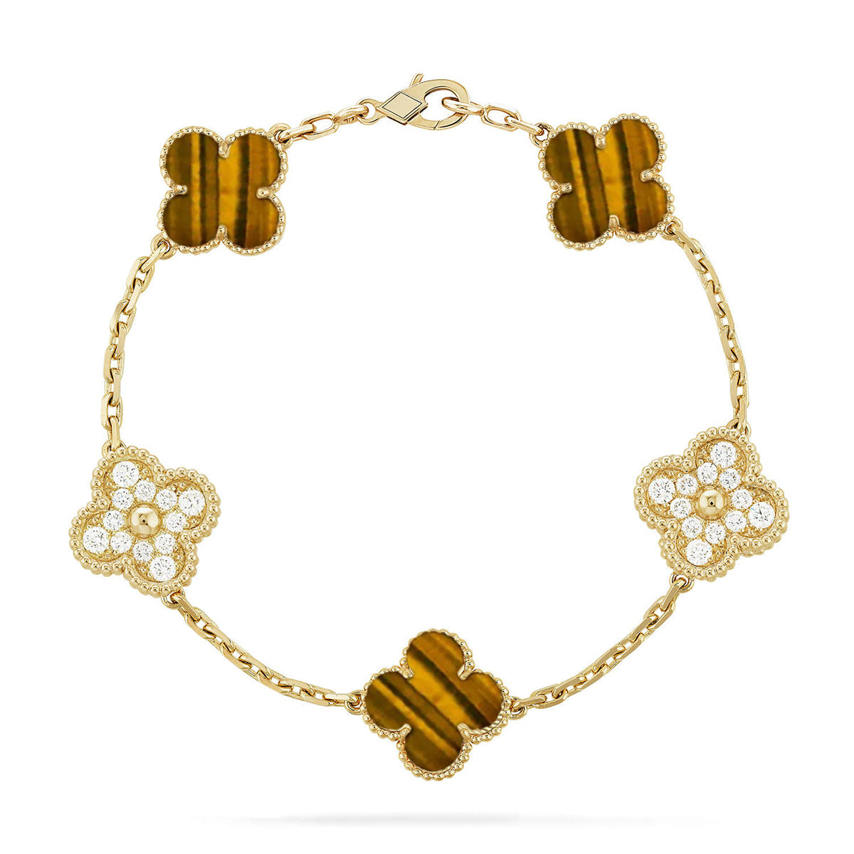 [⭐Seralia] CLOVER 5 MOTIFS TIGER EYE BRACELET COLLECTION