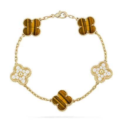 [⭐Seralia] CLOVER 5 MOTIFS TIGER EYE BRACELET COLLECTION