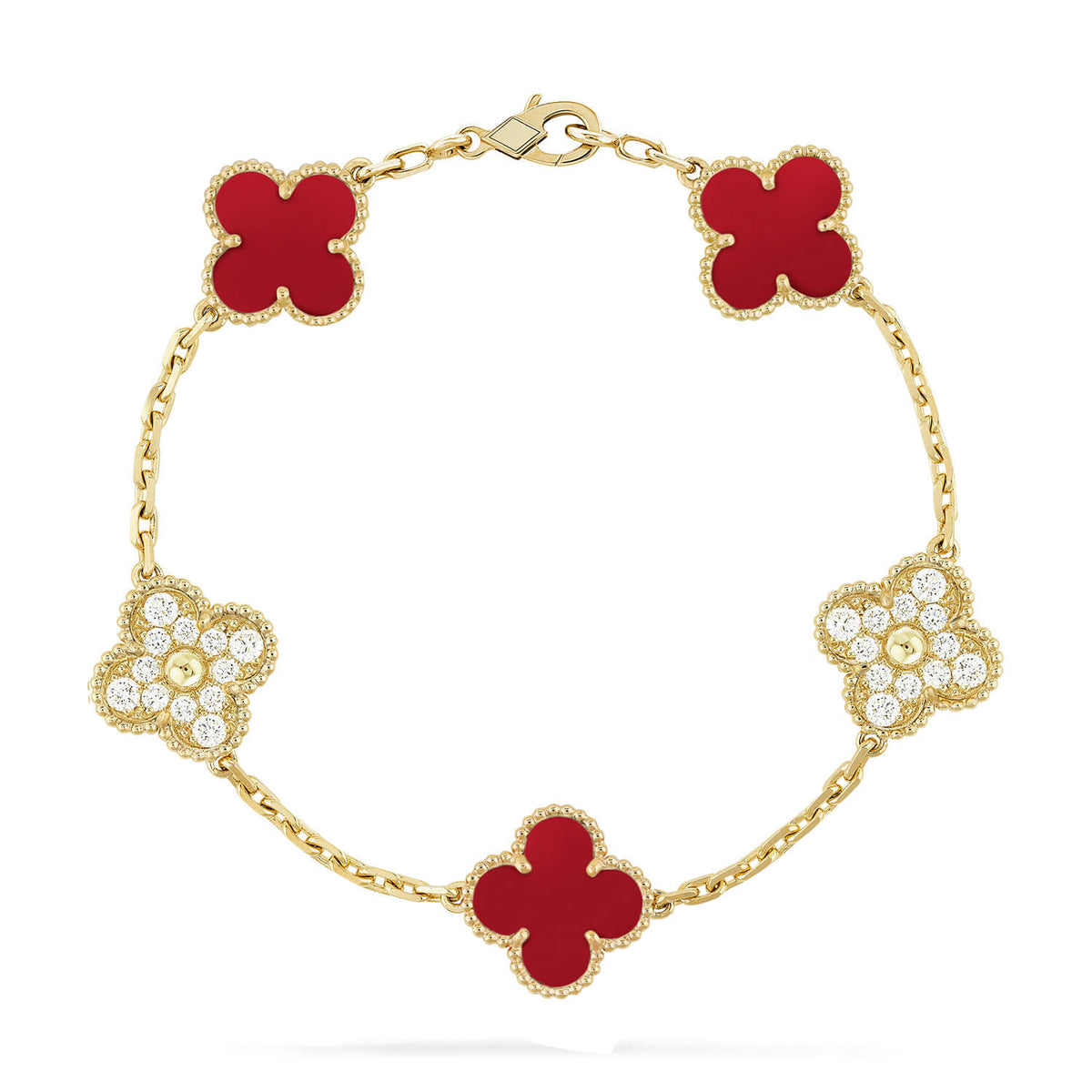 [⭐Seralia] CLOVER 5 MOTIF RED CORNELIAN BRACELET COLLECTION