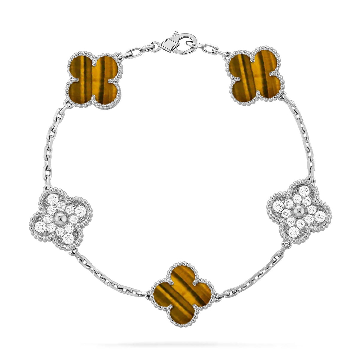 [⭐Seralia] CLOVER 5 MOTIFS TIGER EYE BRACELET COLLECTION