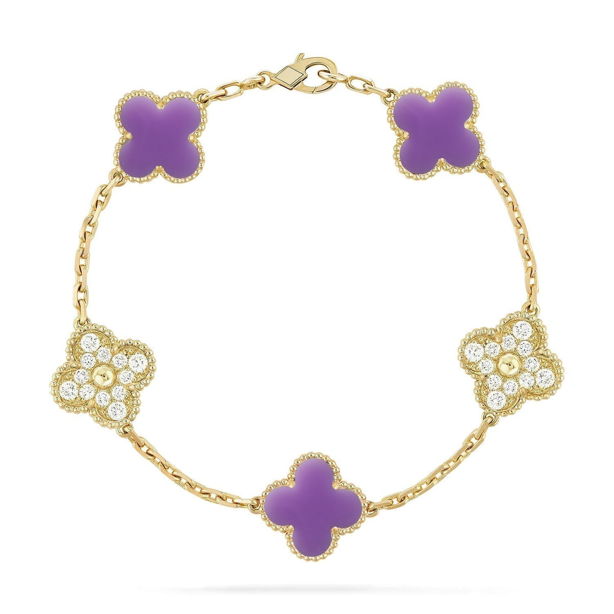 [⭐Seralia]CLOVER 5 MOTIF LIGHT PURPLE BRACELET COLLECTION