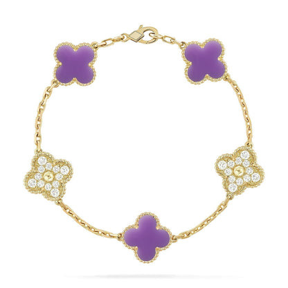 [⭐Seralia]CLOVER 5 MOTIF LIGHT PURPLE BRACELET COLLECTION