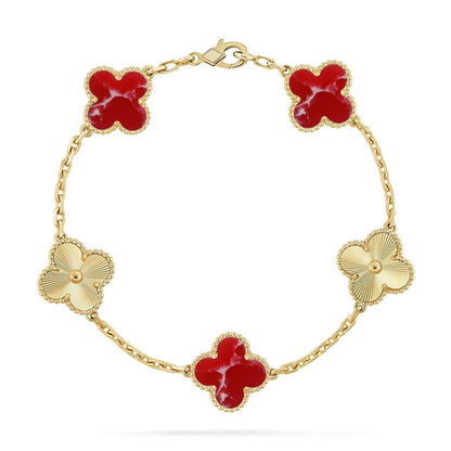 [⭐Seralia]CLOVER 5 MOTIF RED PATTERN BRACELET COLLECTION