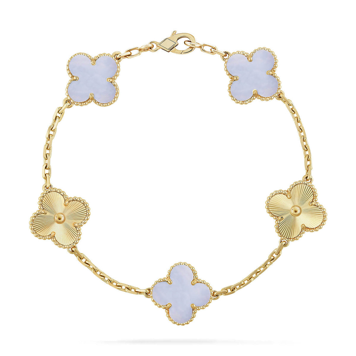 [⭐Seralia] CLOVER 5 MOTIF PURPLE CHALCEDONY BRACELET COLLECTION