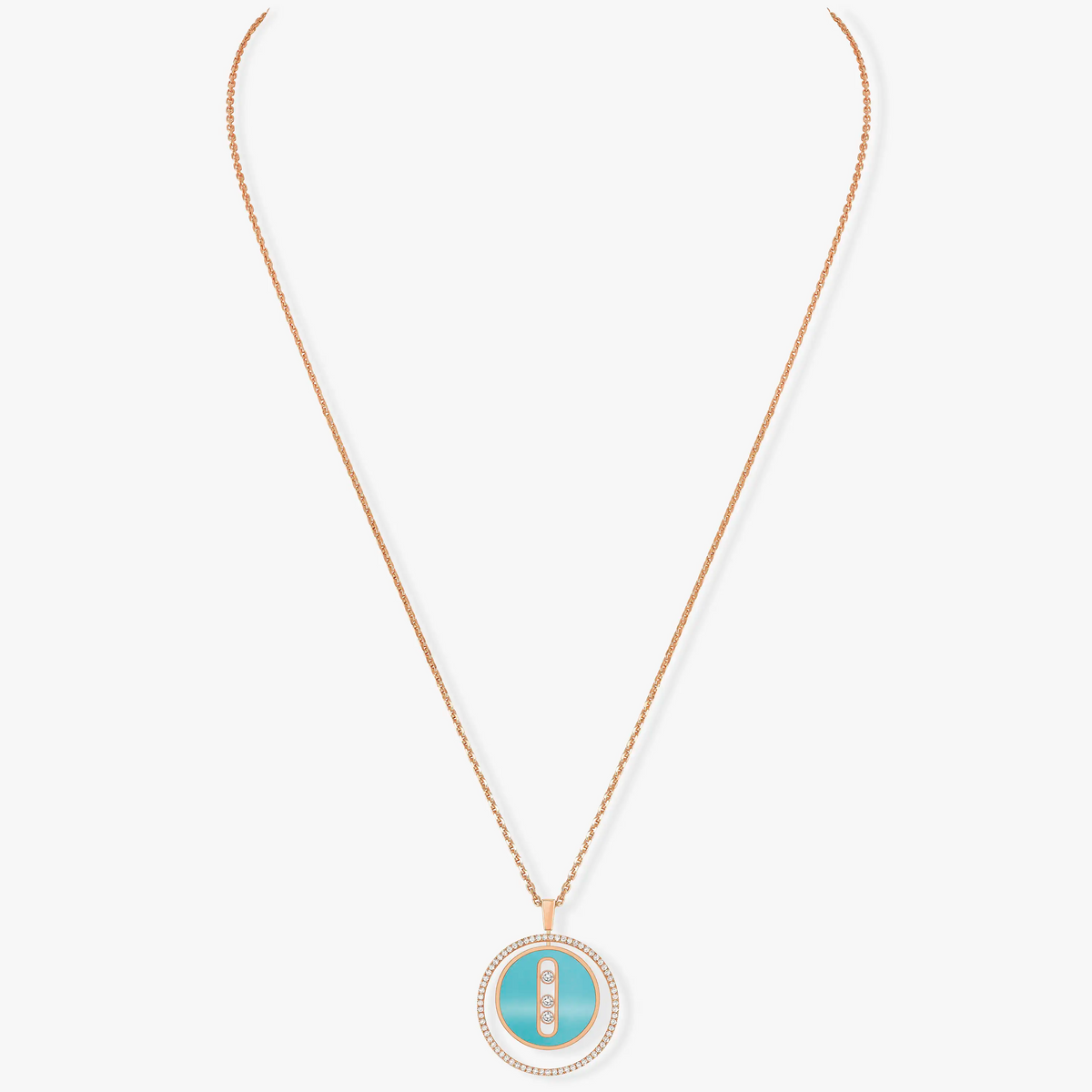[⭐Seralia]Demo MOVE 3 DIAMONDS TURQUOISE PINK GOLD DIAMOND NECKLACE