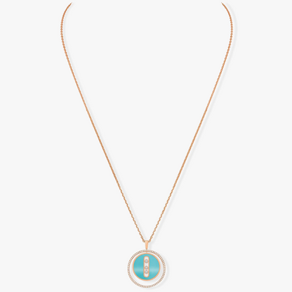[⭐Seralia]Demo MOVE 3 DIAMONDS TURQUOISE PINK GOLD DIAMOND NECKLACE