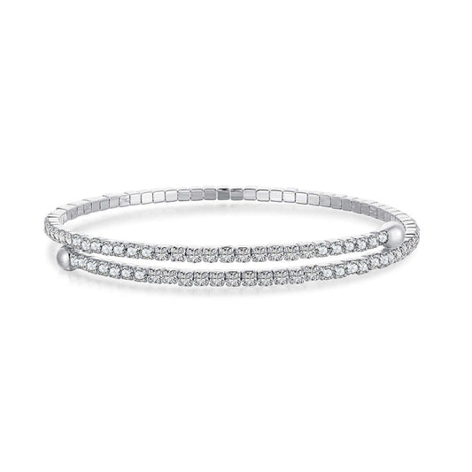 [Lucky Jewelry]Row of Diamonds Round Fashion Bracelet