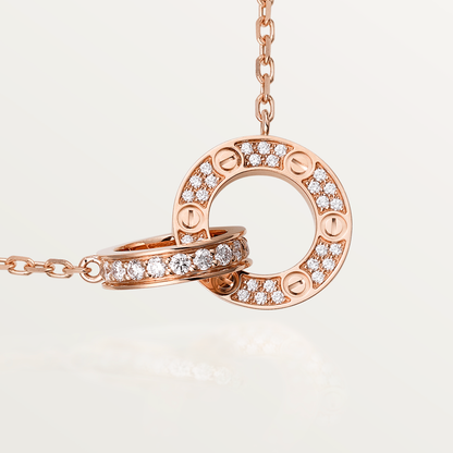 [⭐Seralia]LOVE 7.6MM NECKLACE ROSE GOLD AND SILVER  FULL DIAMOND