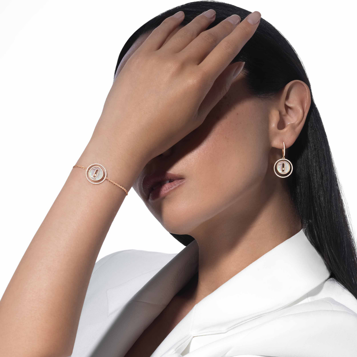[⭐Seralia]Demo MOVE WHITE MOTHER OF PEARL PINK GOLD DIAMOND BRACELET