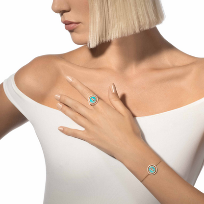 [⭐Seralia]Demo MOVE TURQUOISE PINK GOLD DIAMOND BRACELET