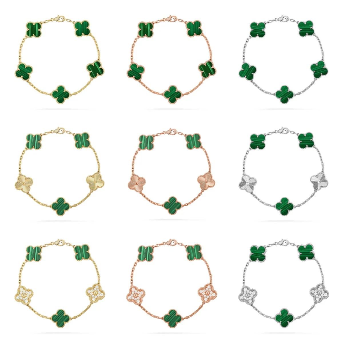 [⭐Seralia] CLOVER 5 MOTIF MALACHITE BRACELET COLLECTION
