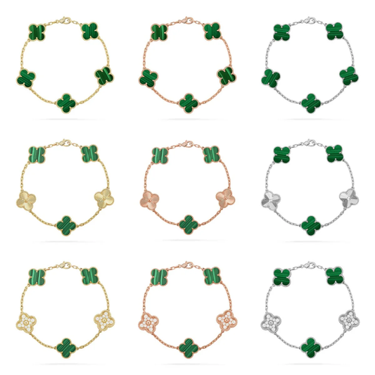 [⭐Seralia] CLOVER 5 MOTIF MALACHITE BRACELET COLLECTION