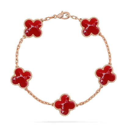 [⭐Seralia]CLOVER 5 MOTIF RED PATTERN BRACELET COLLECTION