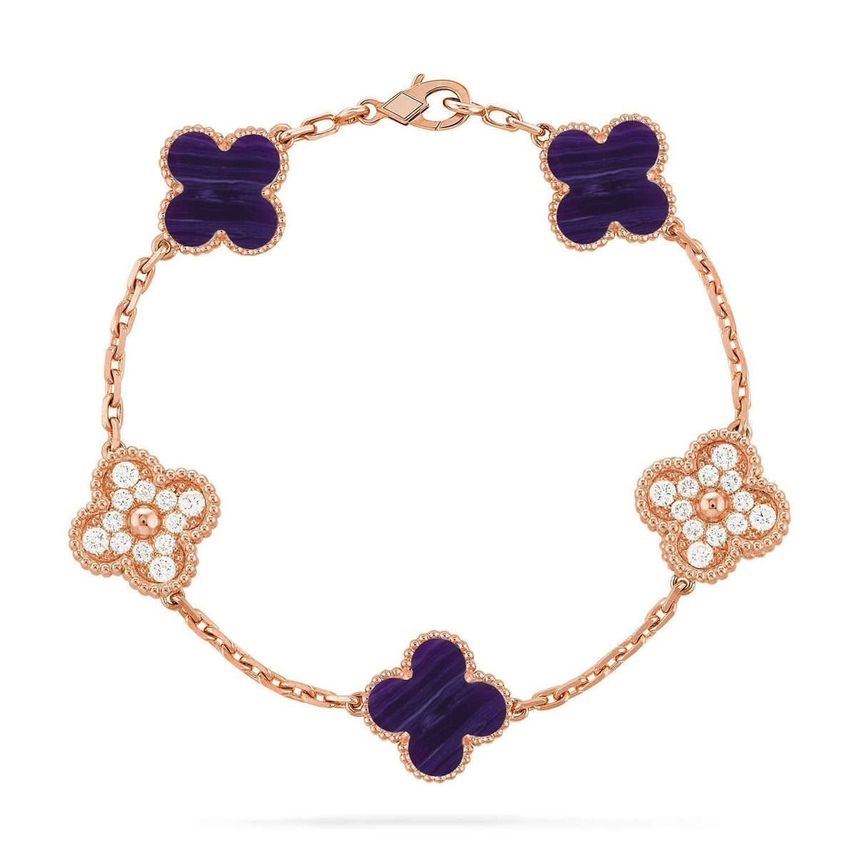 [⭐Seralia]CLOVER 5 MOTIF PURPLE STRIPES BRACELET COLLECTION