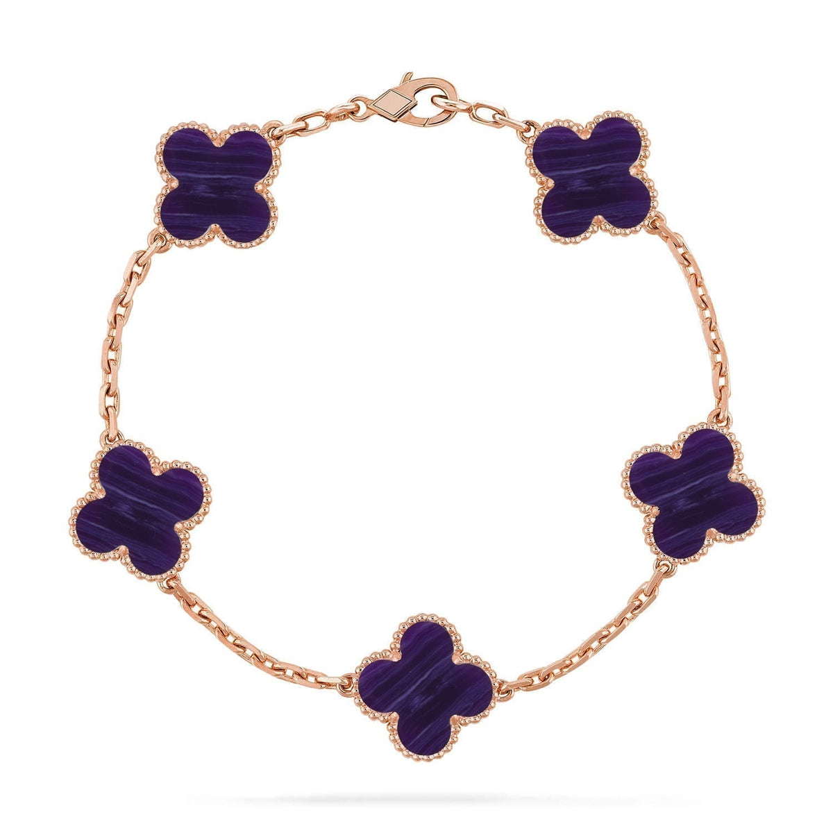 [⭐Seralia]CLOVER 5 MOTIF PURPLE STRIPES BRACELET COLLECTION