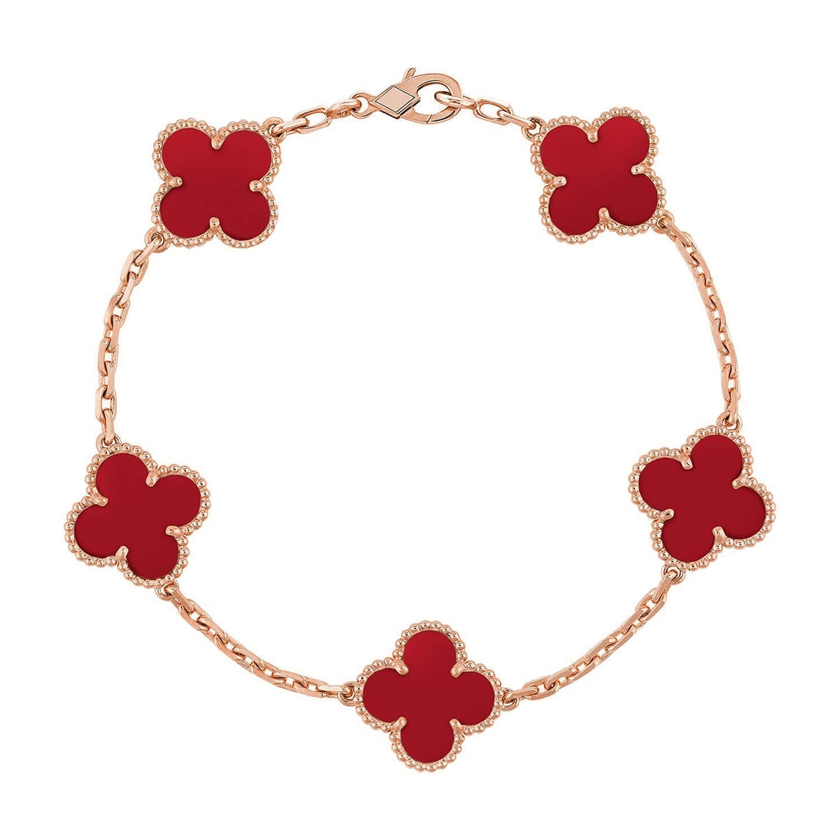 [⭐Seralia] CLOVER 5 MOTIF RED CORNELIAN BRACELET COLLECTION