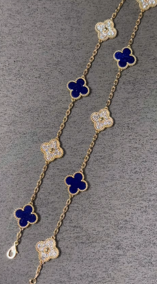 [⭐Seralia]CLOVER 10 MOTIFS DIAMONDS SET IN LAPIS LAZULI