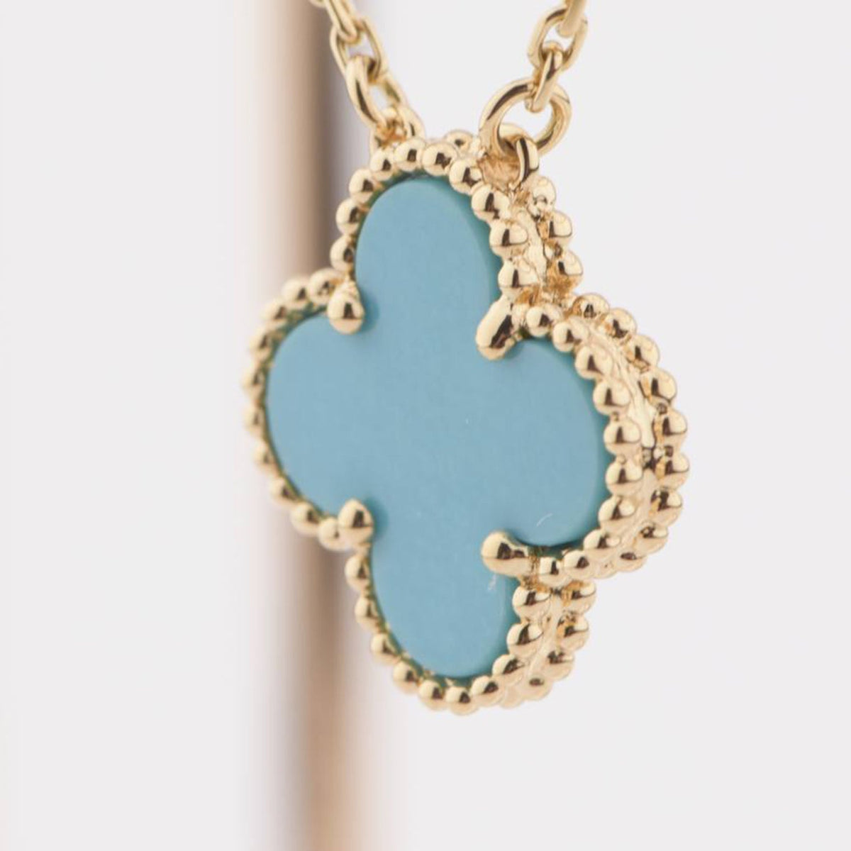 [⭐Seralia]CLOVER 15MM VINTAGE TURQUOISE NECKLACE