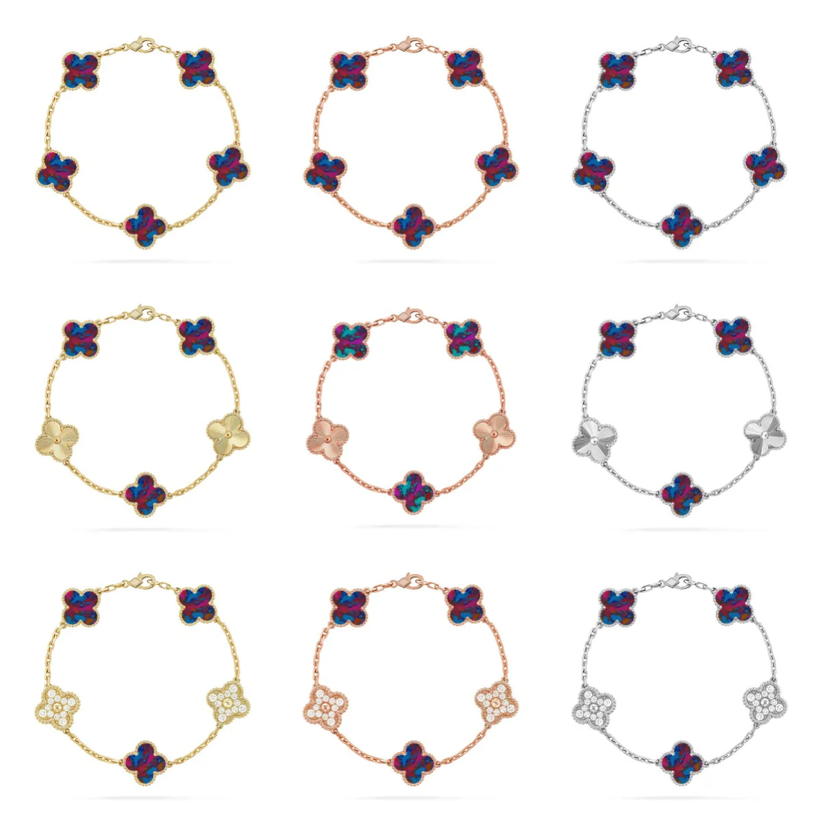 [⭐Seralia]CLOVER 5 MOTIF COLOR GEMSTONES BRACELET COLLECTION