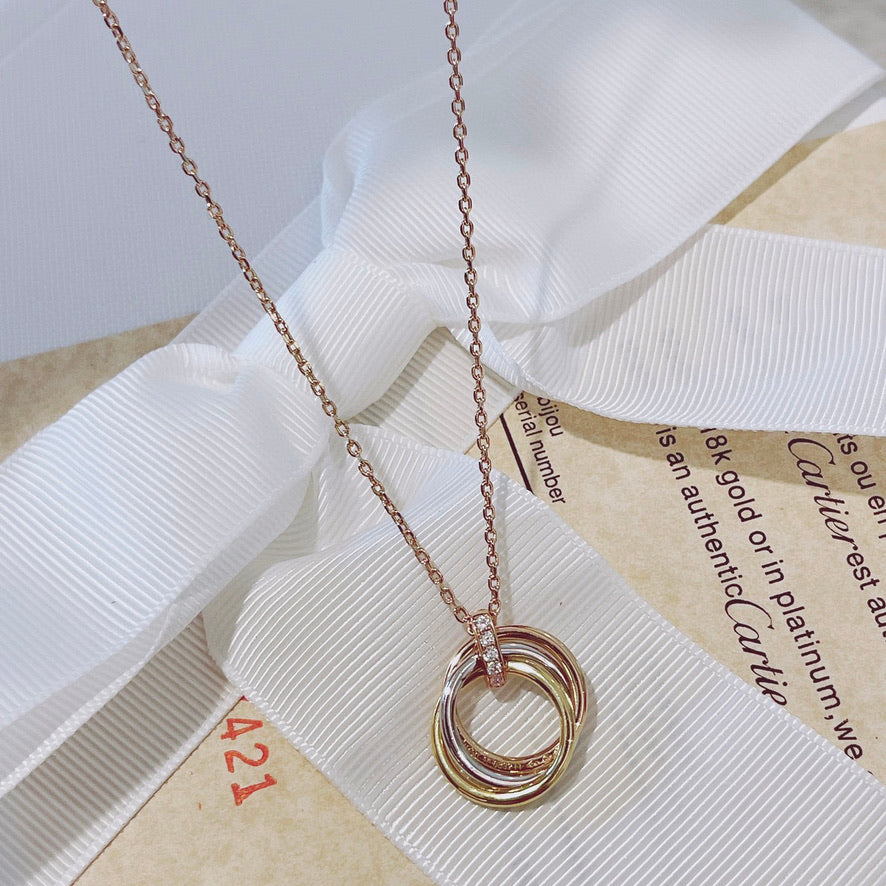 [⭐Seralia]TRINITY NECKLACE GOLD  DIAMONDS