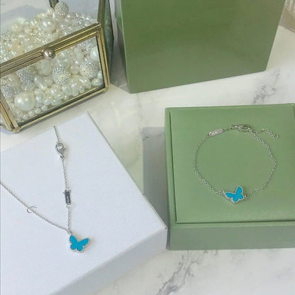 [⭐Seralia]BUTTERFLY TURQUOISE BUTTERFLY BRACELET SILVER