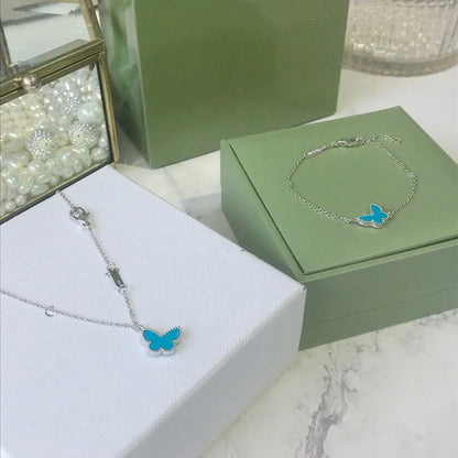 [⭐Seralia]BUTTERFLY TURQUOISE BUTTERFLY BRACELET SILVER