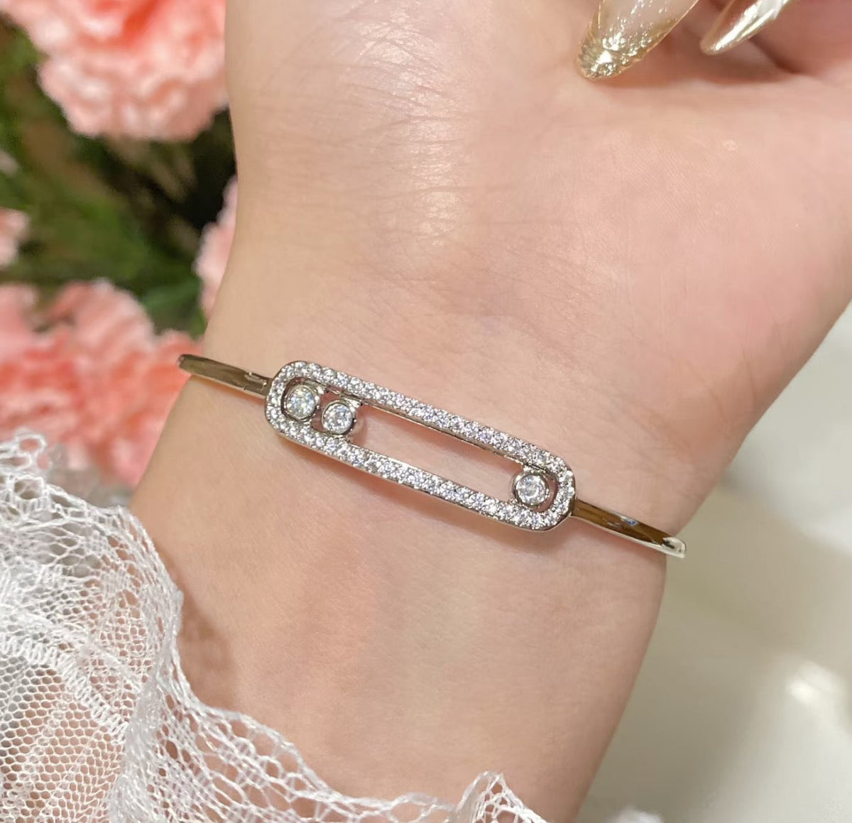 [⭐Seralia]Move Pavé Diamond Bangle Bracelet M