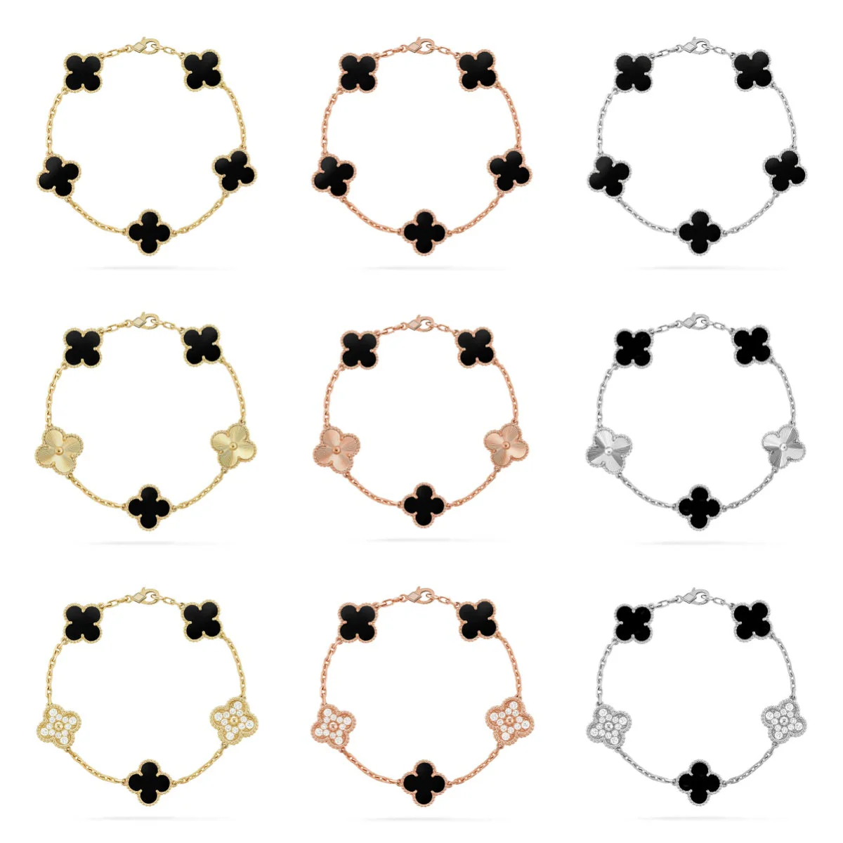 [⭐Seralia] CLOVER 5 MOTIF ONYXS BRACELET COLLECTION