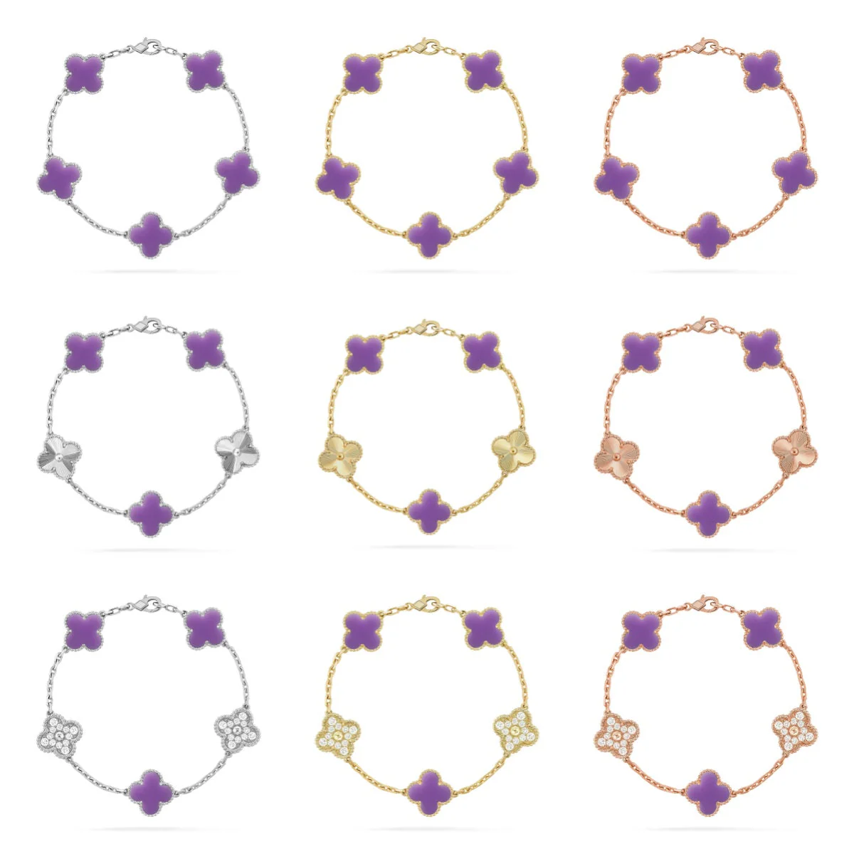 [⭐Seralia]CLOVER 5 MOTIF LIGHT PURPLE BRACELET COLLECTION