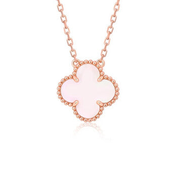 [⭐Seralia]CLOVER 15MM PINK MOTHER-OF-PEARL SINGLE FLOWER NECKLACE