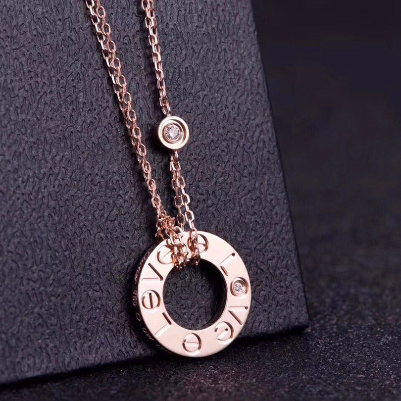 [⭐Seralia]LOVE NECKLACE 16MM 2 DIAMONDS