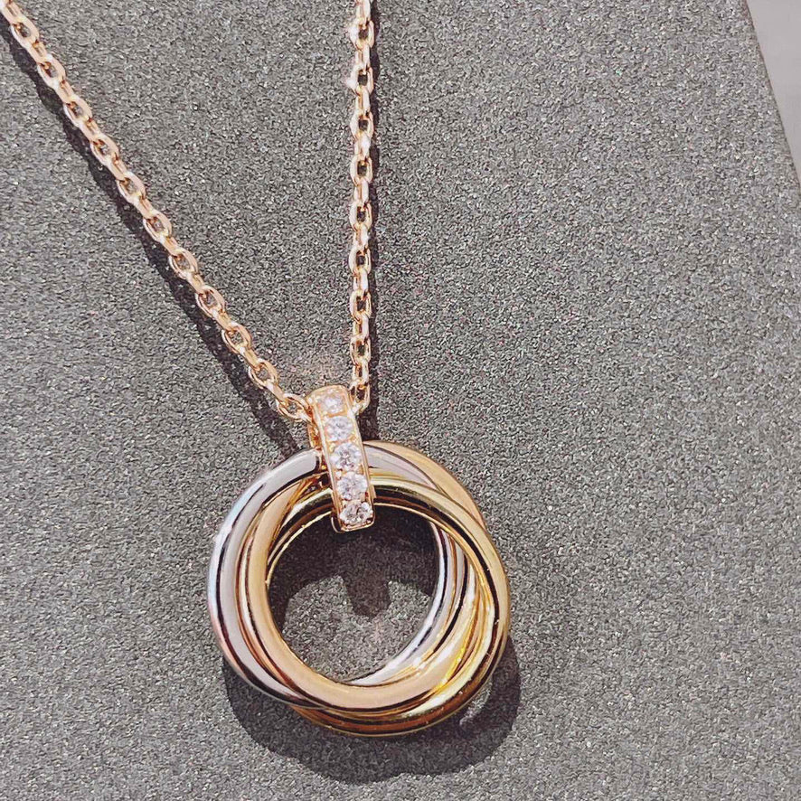 [⭐Seralia]TRINITY NECKLACE GOLD  DIAMONDS