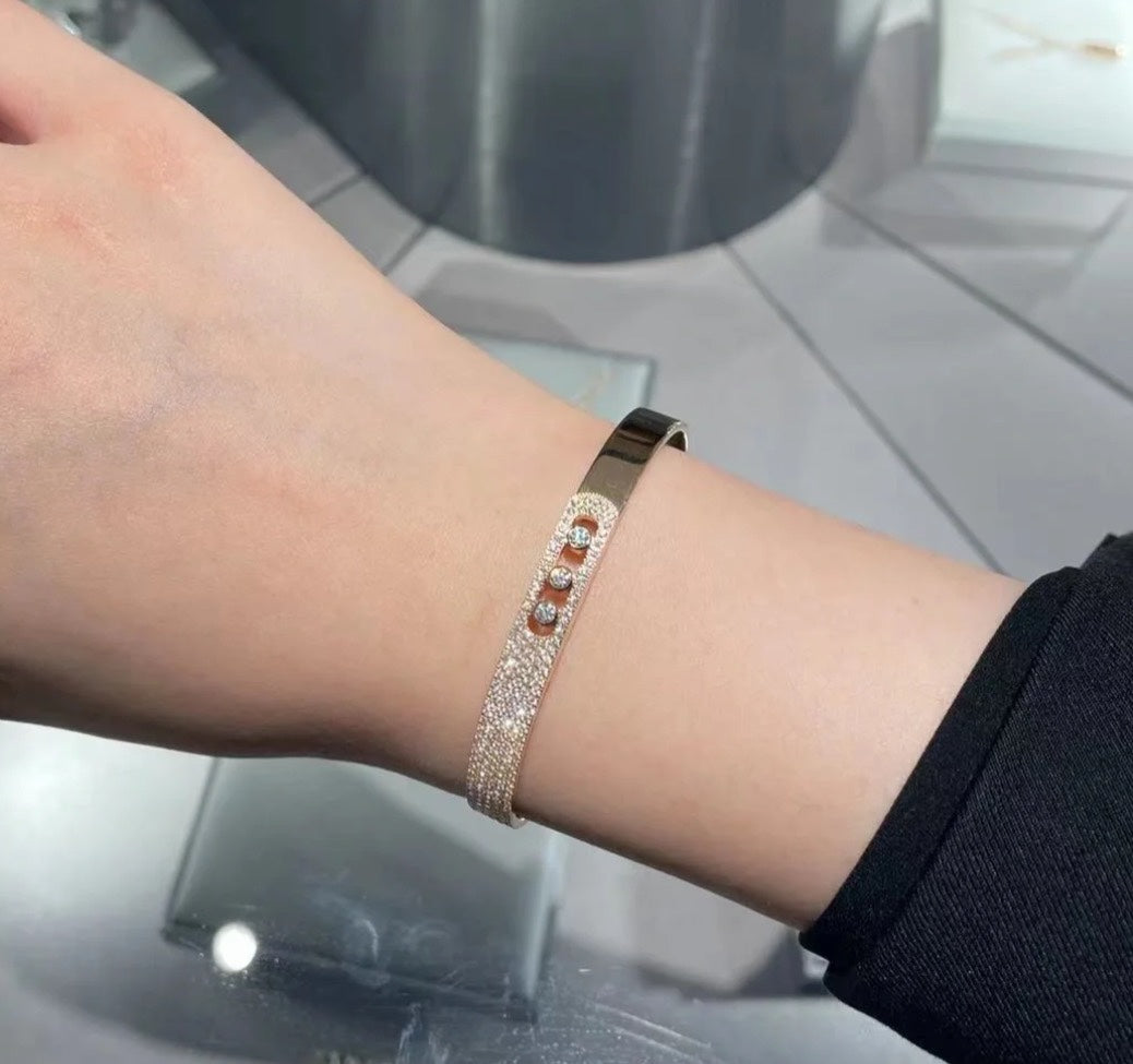 [⭐Seralia]Move Noa Rose Gold Pavé Diamond Bangle Bracelet