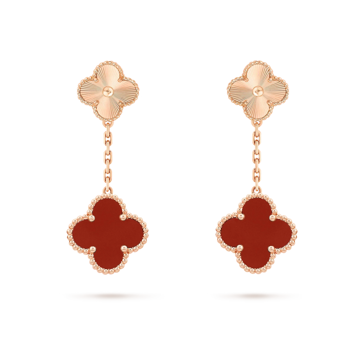 [⭐Seralia]CLOVER 2 MOTIF  LASER CARNELIAN EARRINGS