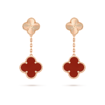 [⭐Seralia]CLOVER 2 MOTIF  LASER CARNELIAN EARRINGS
