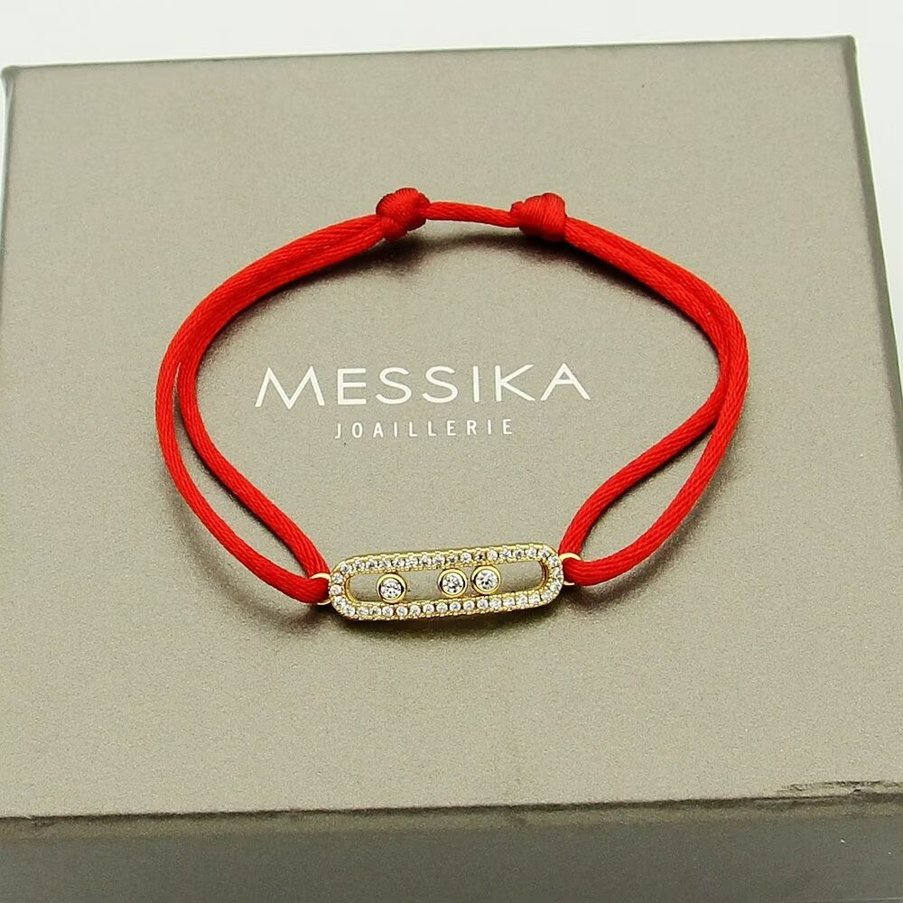[⭐Seralia]Messika Care(s) pink cord pavé bracelet