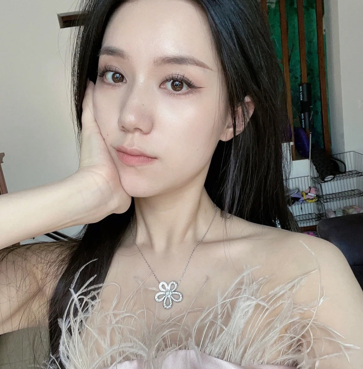 [⭐Seralia]FLOWERLACE NECKLACE FULL DIAMONDS