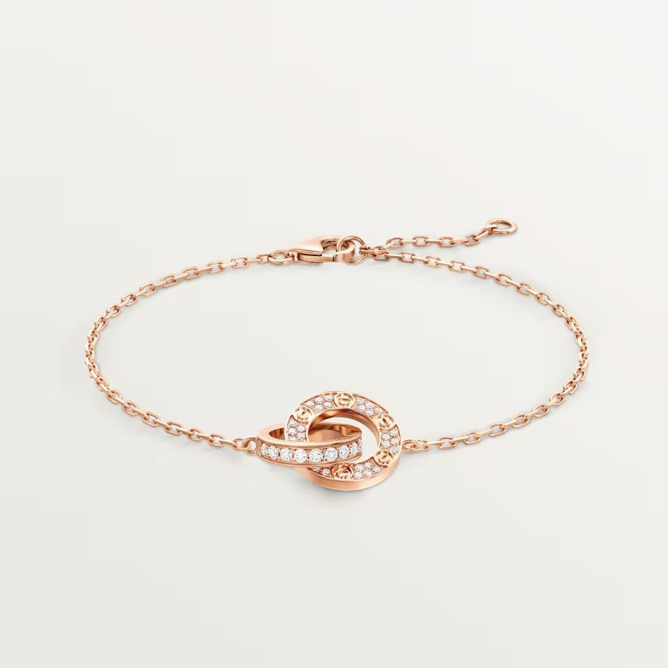 [⭐Seralia]LOVE DOUBLE RING FULL DIAMOND BRACELET